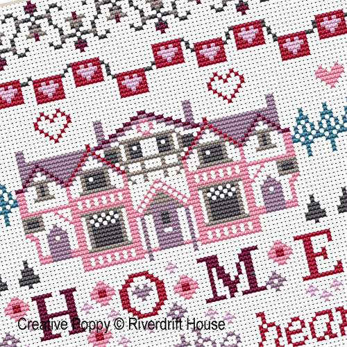 Riverdrift House - Home is where the heart is, zoom 1 (Cross stitch chart)