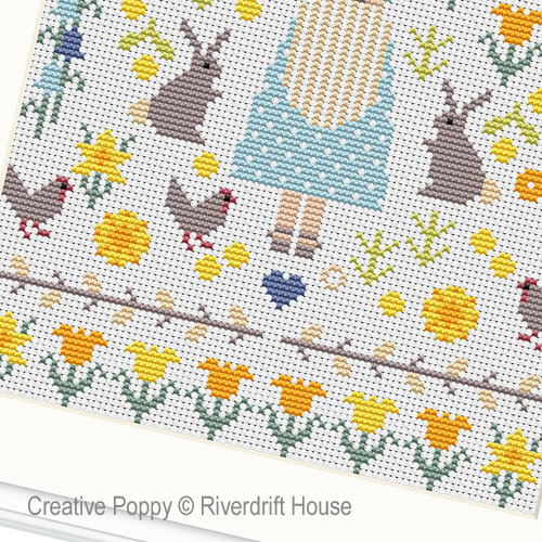 Riverdrift House - Minature Spring Sampler zoom 3 (cross stitch chart)