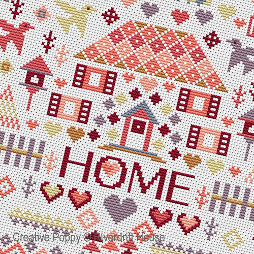 No place like Home cross stitch pattern by Riverdrift House, zoom 1
