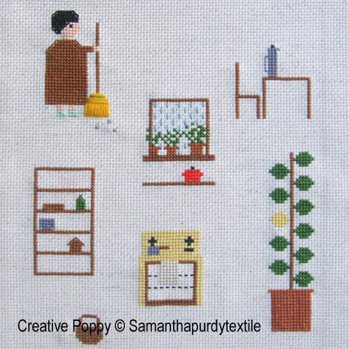 Samanthapurdytextile - Rainy Day Cleaning (cross stitch chart)