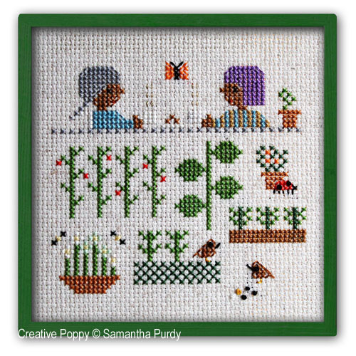 Enjoying the Garden, cross stitch pattern by Samantha Purdy Needlecrafts