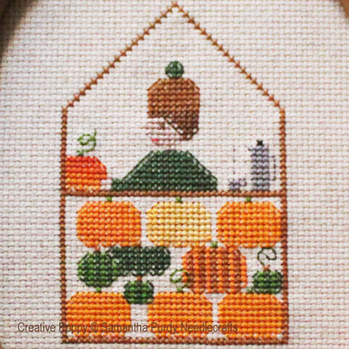 Pumpkins for sale cross stitch pattern by Samantha Purdy Needlecrafts, zoom 1