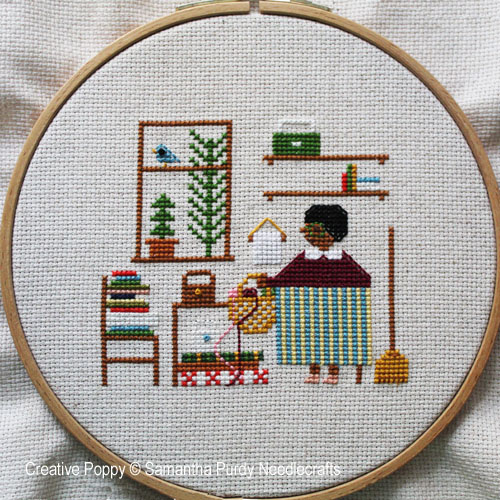 Cleaning Up cross stitch pattern by Samantha Purdy Needlecrafts