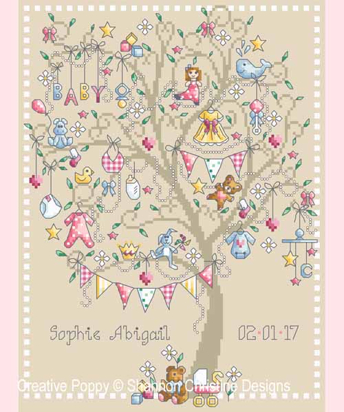 Baby Girl Tree cross stitch pattern by Shannon Christine Designs