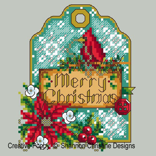 Shannon Christine Designs - Cardinal Gift Tag (cross stitch chart)