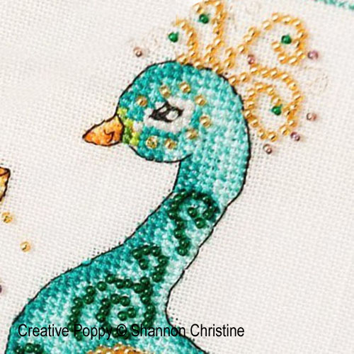 Paisley Peacock cross stitch pattern by Shannon Christine Designs, zoom 1