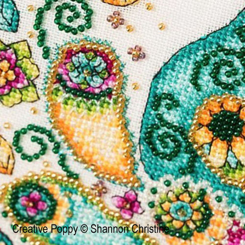 Paisley Peacock cross stitch pattern by Shannon Christine Designs, zoom1
