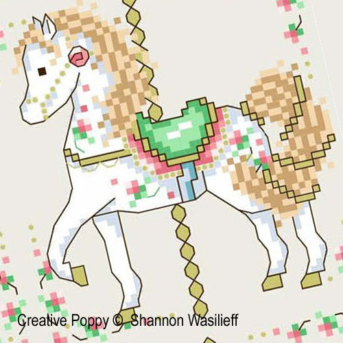 Shannon Christine Designs - Carousel Horses zoom 3 (cross stitch chart)