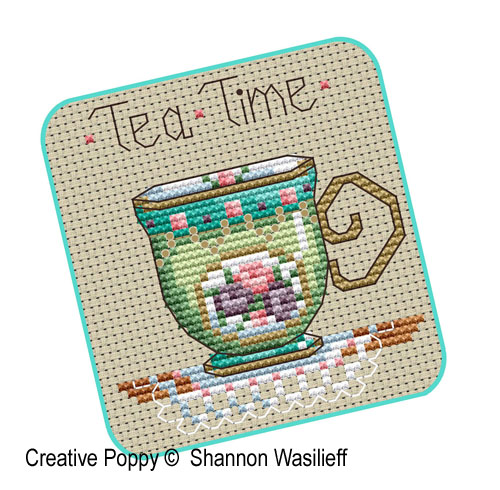  patterns to cross stitch related to drinking tea