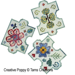 Tam's Creations - Floral Jigsaw Puzzle (random pieces) (cross stitch chart )