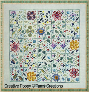 Tam's Creations - Floral Jigsaw Puzzle (5 x 5 combination) (cross stitch chart)