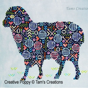 Tam\'s Creations - Sheep-in-patches (cross stitch pattern chart) (zoom1)