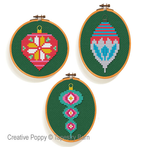 Tapestry Barn - Bright Baubles Retro Ornaments zoom 2 (cross stitch chart)