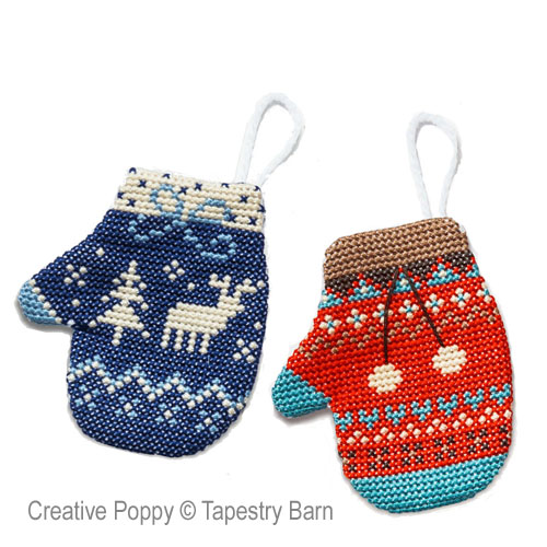 Tapestry Barn - Christmas Mitten decorations zoom 2 (cross stitch chart)