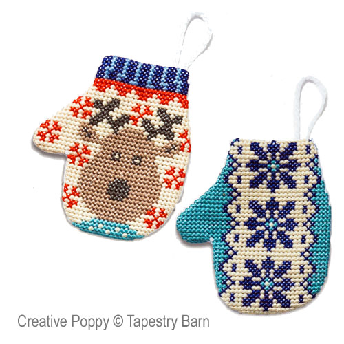Tapestry Barn - Christmas Mitten decorations zoom 3 (cross stitch chart)