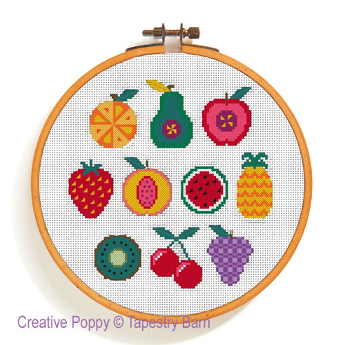 Fruity Sampler - 10 Fruit motifs cross stitch pattern by Tapestry Barn