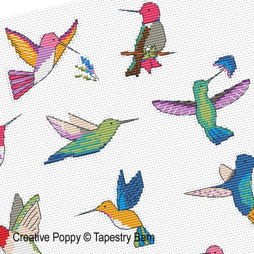 Hummingbirds - Flight of fancy cross stitch pattern by Tapestry Barn, zoom 1