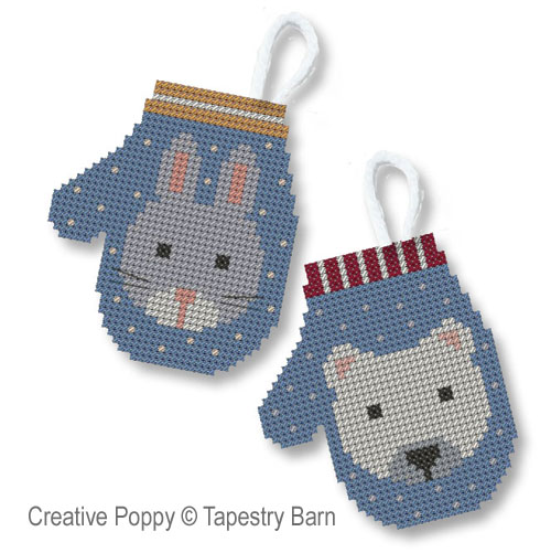 Polar Mittens cross stitch pattern by Tapestry Barn, zoom 1