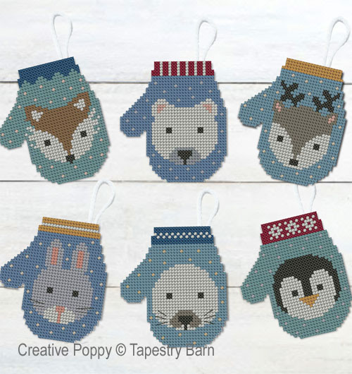 Polar Mittens cross stitch pattern by Tapestry Barn
