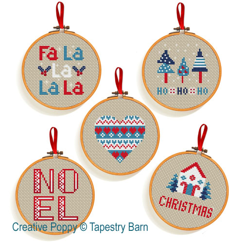 Tapestry Barn - Scandi Hoops mini ornaments (cross stitch chart)