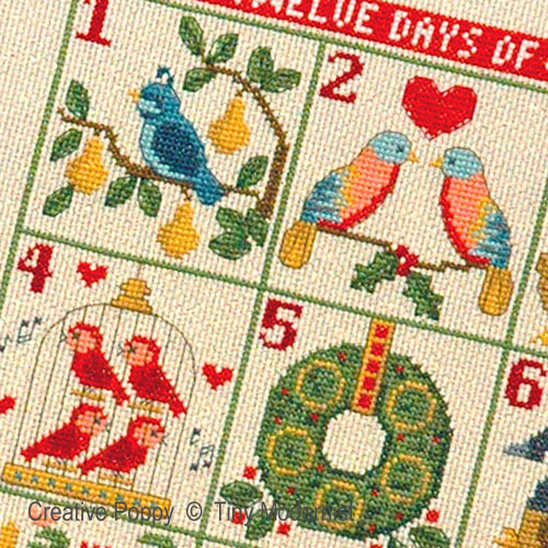 12 Days of Christmas cross stitch pattern by Tiny Modernist, zoom 1