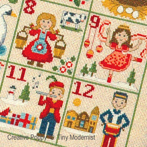 Tiny Modernist - 12 Days of Christmas zoom 2 (cross stitch chart)