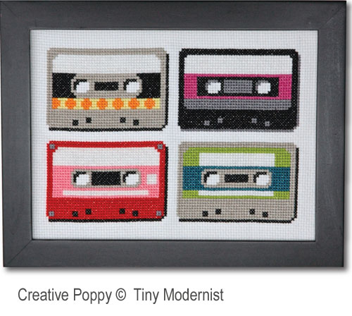 <b>Retro Cassettes</b><br>cross stitch pattern<br>by <b>Tiny Modernist</b>