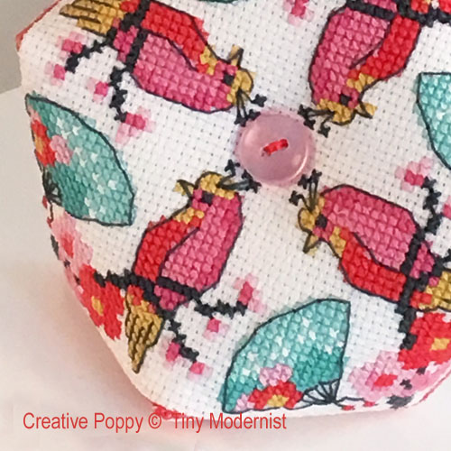 Cherry Blossom Biscornu cross stitch pattern by Tiny Modernist, zoom 1