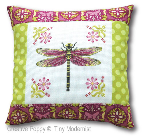 Tiny Modernist - Dragonfly Pillow zoom 4 (cross stitch chart)