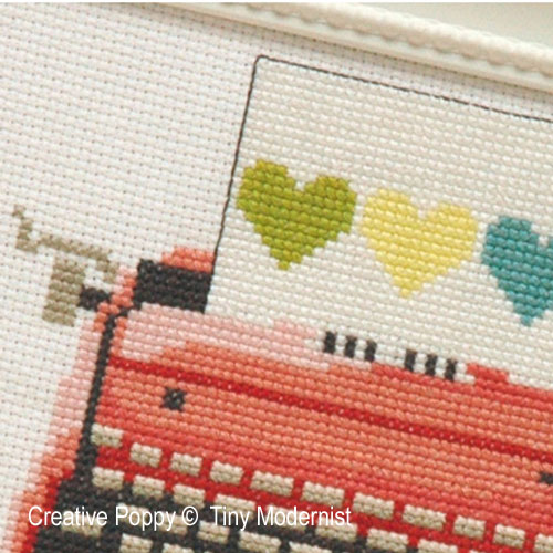 Pink Typewriter cross stitch pattern by Tiny Modernist, zoom 1