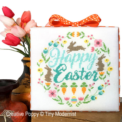 Easter Wreath cross stitch pattern by Tiny Modernist