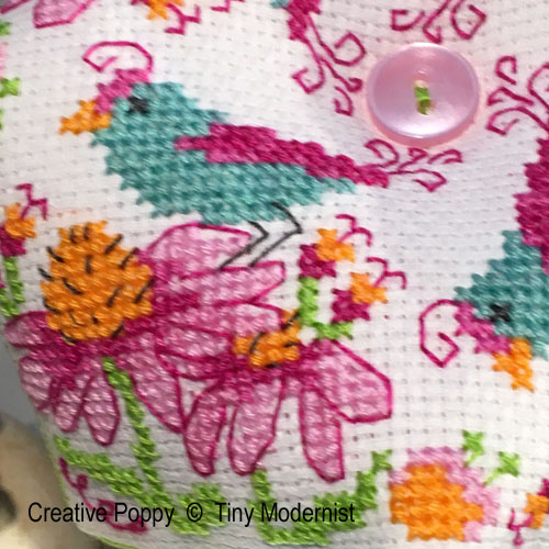 Echinacea Biscornu cross stitch pattern by Tiny Modernist