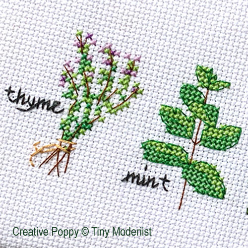 Tiny Modernist - Herb Pots zoom 1 (cross stitch chart)