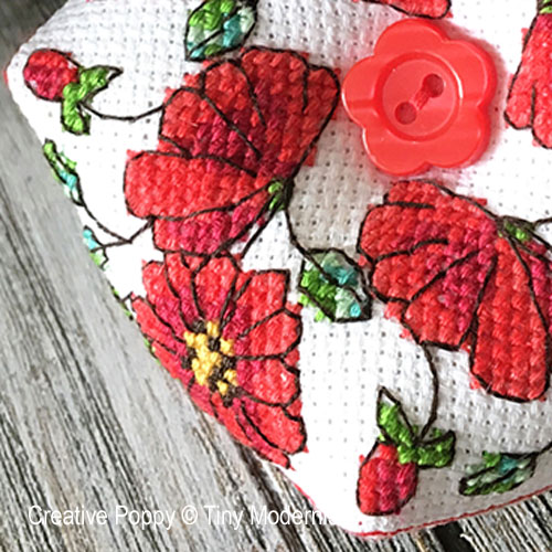 Poppy Biscornu cross stitch pattern by Tiny Modernist, zoom 1