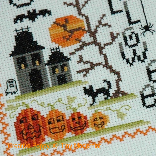 Tiny Modernist - Spooky Halloween Trio zoom 2 (cross stitch chart)