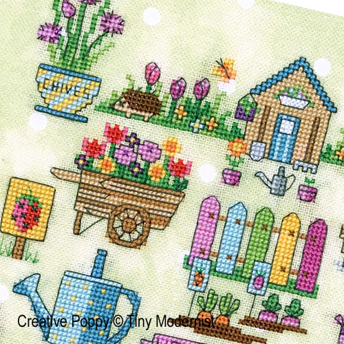 Tiny Modernist - Spring Garden zoom 1 (cross stitch chart)