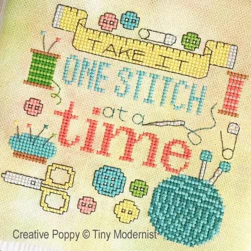 One Stitch at a Time cross stitch pattern by Tiny Modernist, zoom 1