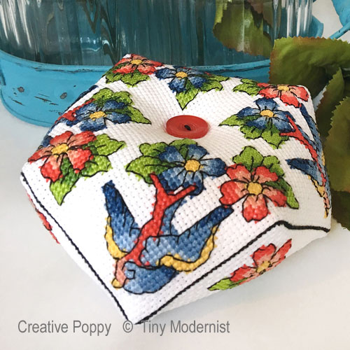 Swallow Biscornu cross stitch pattern by Tiny Modernist