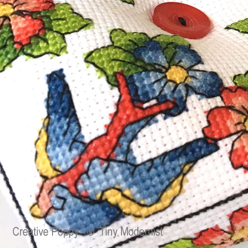 Swallow Biscornu cross stitch pattern by Tiny Modernist, zoom 1