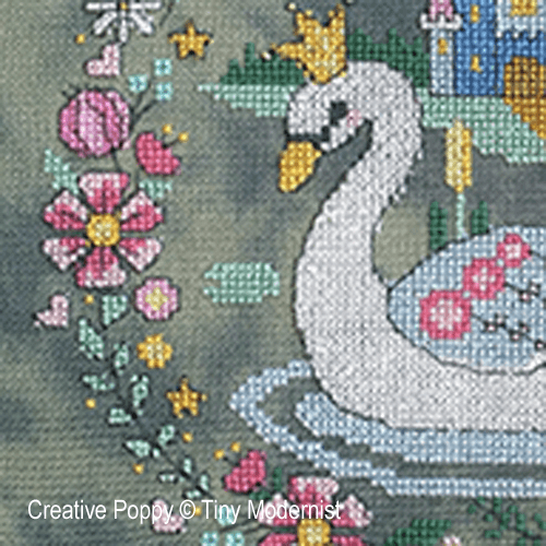 Tiny Modernist - The Swan Princess zoom 1 (cross stitch chart)