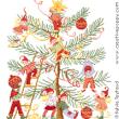 Decorating the Christmas tree - cross stitch pattern - by Sylvie Teytaud