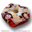 Kokeshi Biscornu - cross stitch pattern - by Barbara Ana Designs