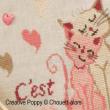 Pair of cats (L'Amour), Cross stitch pattern chart designed by Chouett'alors (zoom1)