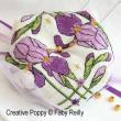 <b>Purple Iris Biscornu</b><br>cross stitch pattern<br>by <b>Faby Reilly Designs</b>