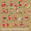 Happy Childhood collection  - Red - cross stitch pattern - by Perrette Samouiloff