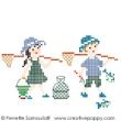 Gone fishing - color version (small pattern) - cross stitch pattern - by Perrette Samouiloff (zoom 1)