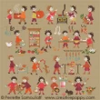 <b>Happy Childhood collection  - In the kitchen</b><br>cross stitch pattern<br>by <b>Perrette Samouiloff</b>
