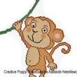 Alessandra Adelaide Needleworks - M is for Monkey - Animal Alphabet zoom 1 (cross stitch chart)