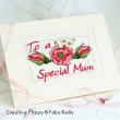 mother's day card to cross stitch with Pink rose  motif