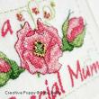 mother's day card to cross stitch with Pink rose  motif (zoom1)